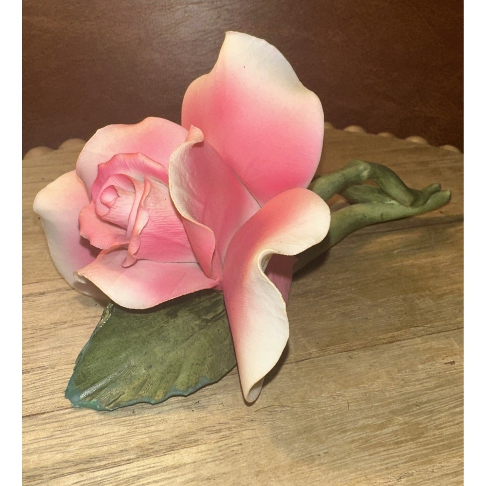 Vintage Capodimonte Italian Porcelain  Pink Magnolia Flower
